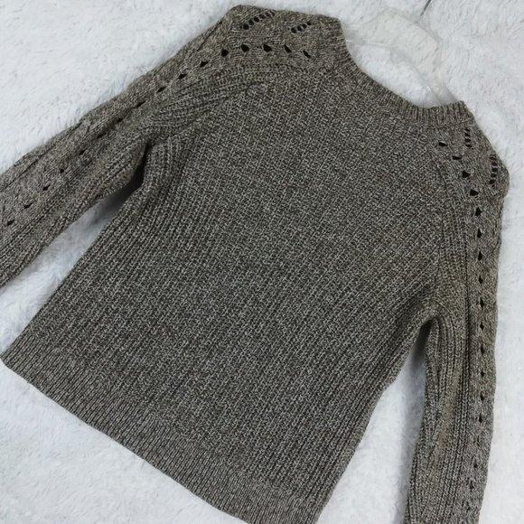 Lucky Brand Womens Sweater Pullover Cable Knit Crew Neck Beige Brown Stretch L - Picture 7 of 11